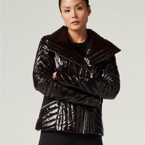 Blanc Noir Motion Panel Shiny Puffer Jacket with storable hood